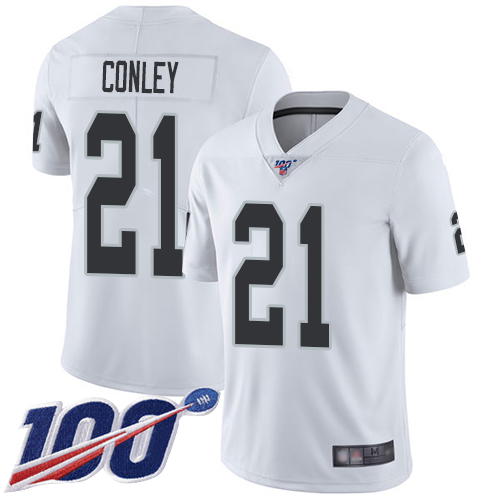 Men Oakland Raiders Limited White Gareon Conley Road Jersey NFL Football #21 100th Season Vapor Jersey